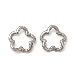 Non-Tarnish 304 Stainless Steel Linking Rings, Twisted Flower, Stainless Steel Color, 15x15x3mm, Inner Diameter: 9.5x11.5mm(STAS-F283-04P)