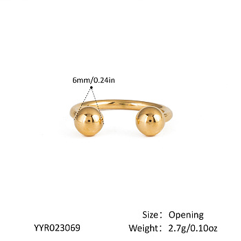 304 Stainless Steel Open Cuff Rings for Women, Real 18K Gold Plated, 60mm, Inner Diameter: Adjustable
