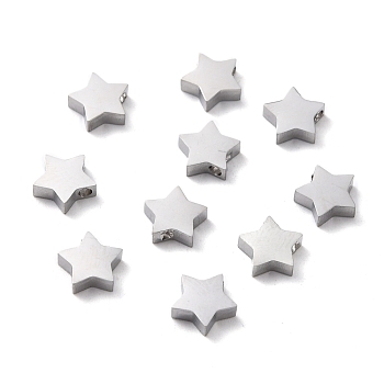 304 Stainless Steel Charms, Star, Stainless Steel Color, 9x9.5x3mm, Hole: 1.6mm