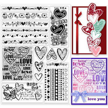 PVC Stamps, for DIY Scrapbooking, Photo Album Decorative, Cards Making, Stamp Sheets, Film Frame, Heart, 21x14.8x0.3cm