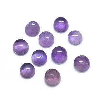 Natural Amethyst Cabochons, Half Round/Dome, 4x1.5~2.5mm