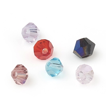 Electroplate Glass Beads, AB Color Plated, Faceted, Bicone, Mixed Color, 3x3mm, Hole: 0.8mm
