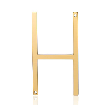 201 Stainless Steel Links connectors, Letter, Golden, Letter.H, 37x20x1mm, Hole: 1mm