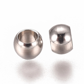 201 Stainless Steel Spacer Beads, Flat Round, Stainless Steel Color, 3x2mm, Hole: 1.8mm