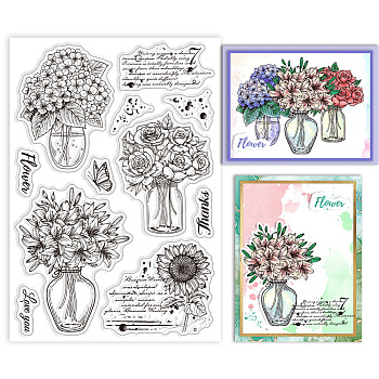 Custom PVC Plastic Clear Stamps, for DIY Scrapbooking, Photo Album Decorative, Cards Making, Vase, 160x110x3mm