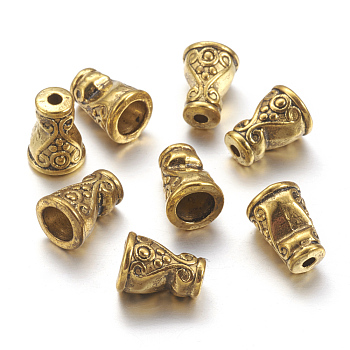 Tibetan Style Bead Cone, Antique Golden Color, Lead Free & Nickel Free & Cadmium Free, Vase, Antique Golden Color, Size: about 7.5mm wide, 10mm long, hole: 1.5mm