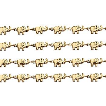 1M Brass Elephant Link Chains, for Jewelry Making, Long-Lasting Plated, Unwelded, Light Gold, 6.5x15x2.5mm