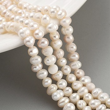 Natural Cultured Freshwater Pearl Beads Strands, Potato, PapayaWhip, 3.5~4mm, Hole: 0.5mm, about 45~59pcs/strand, 6.89~7.68 inch(17.5~19.5cm)