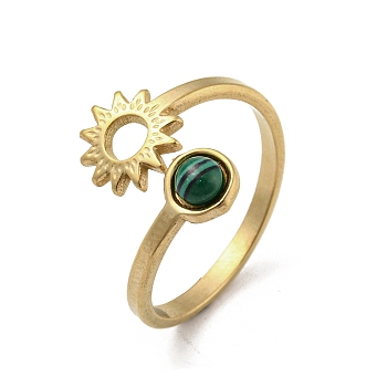 304 Stainless Steel with Synthetic Malachite Ring, Inner Diameter: 18mm