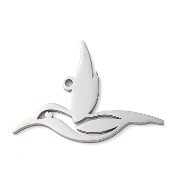 304 Stainless Steel Pendants, Bird Charms, Stainless Steel Color, 25x19.5x1.5mm, Hole: 1.6mm