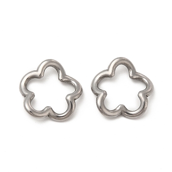 304 Stainless Steel Linking Rings, Twisted Flower, Stainless Steel Color, 15x15x3mm, Inner Diameter: 9.5x11.5mm