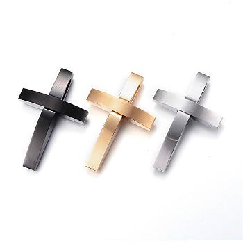 304 Stainless Steel Pendants, Cross, Mixed Color, 40x26.7x7mm, Hole: 9x3.5mm