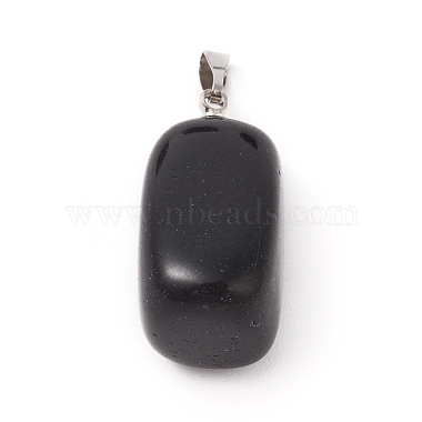 Natural Dyed & Heated Black Agate Pendants(G-k302-B16)-2