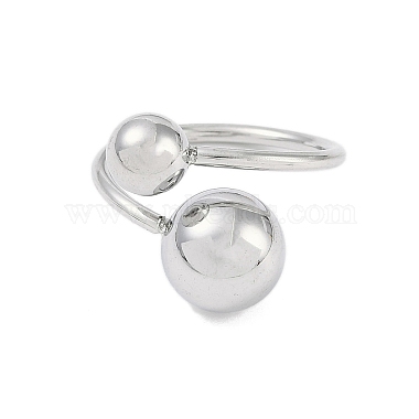 Non-Tarnish 304 Stainless Steel Round Open Cuff Ring for Women(RJEW-C097-07P)-2