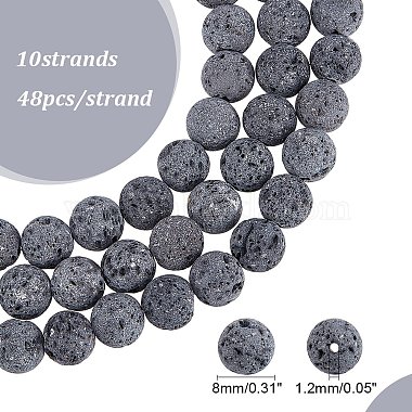 Unwaxed Natural Lava Rock Bead Strands(X-G-F309-8mm)-2