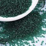 MIYUKI Round Rocailles Beads, Japanese Seed Beads, (RR147) Transparent Emerald, 11/0, 2x1.3mm, Hole: 0.8mm, about 1100pcs/bottle, 10g/bottle(SEED-JP0008-RR0147)