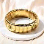 304 Stainless Steel Stretch Bracelets for Women Men, Ion Plating(IP), Golden, 3/4 inch(2cm), Inner Diameter: 2-3/8 inch(6cm)(BJEW-A031-02B-G)