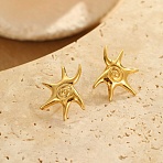 Vortex Spiral 304 Stainless Steel Stud Earrings, Golden, 28.5x26mm(EJEW-C169-02G)