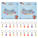 Acrylic Flat Round with Number Pendant Locking Stitch Markers, 304 Stainless Steel Clasp Stitch Marker, Mixed Color, 2.8cm, 10 style, 1pc/style, 10pcs/set(HJEW-PH01870)