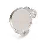 Hollow Heart 304 Stainless Steel Cuff Ring Components, Round Pad Ring Setting, Stainless Steel Color, 7mm, US Size 8 1/2(18.5mm), Tray Size: 16mm(SA-CBA82C8-02E-P)