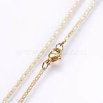 304 Stainless Steel Mariner Link Chain Necklaces, with Lobster Claw Clasps, Golden, 17.7 inch(45cm), 2.8x0.6mm, link: 6x2.8x0.6(MAK-L015-28E)