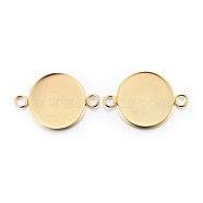 201 Stainless Steel Cabochon Connector Settings, Plain Edge Bezel Cups, Flat Round, Real 24K Gold Plated, Tray: 20mm, 31.5x22x2mm, Hole: 3mm(STAS-F191-15G-H)