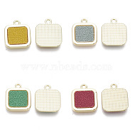 Alloy Pendants, with PU Leather, Square, Light Gold, Mixed Color, 17x15x2mm, Hole: 1.8mm(PALLOY-T067-164)