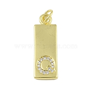 Brass Micro Pave Clear Cubic Zirconia Pendants, Real 18K Gold Plated, Rectangle, Letter Q, 23.5x7.5x2mm, Hole: 3mm(KK-P266-06G-Q)