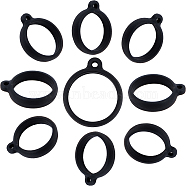 60Pcs Anti-Lost Silicone Pendant, for U Disk Recording Pen Hanging Ring, Black, 35x30x6mm, Hole: 3mm, Inner Diameter: 25mm(SIL-GF0001-48)