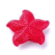 Cinnabar Beads, Starfish/Sea Stars, Red, 39x42.5x14mm, Hole: 2mm(CARL-S004-06)