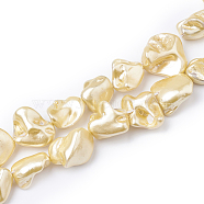 Shell Pearl Bead Strands, Nugget, Yellow, 13~27x12~23x6~21mm, Hole: 1mm, about 18~24pcs/strand, 14.96 inch~16.14 inch(BSHE-Q033-01I)