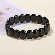 Natural Obsidian Oval Bead Stretch Bracelets for Men Women, Inner Diameter: 2-3/8 inch(6cm)(PW-WG50701-03)