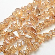 Electroplate Natural Quartz Crystal Chip Beads Strands, Bisque, 9~23x5~11x3~8mm, Hole: 1mm, about 62pcs/strand, 15.74 inch(G-L153-03)