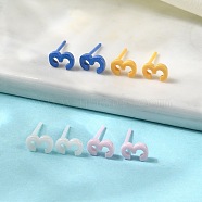 Hypoallergenic Bioceramics Zirconia Ceramic Stud Earrings, Number 3, No Fading and Nickel Free, Mixed Color, 7x4.5mm(EJEW-C065-03D)