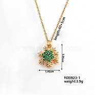 Simple and Versatile Brass Pendant Necklacs, with Rhinestones, Golden, Snowflake, 15.75 inch(40cm)(DU3795-1)