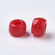 European Resin Large Hole Beads, Barrel, Crimson, 8x5~6mm, Hole: 4mm, about 2020pcs/500g(RESI-WH0002-06E)