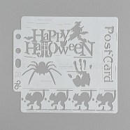 Large Plastic Reusable Drawing Painting Stencils Templates, for Painting on Scrapbook Fabric Tiles Floor Furniture Wood, Halloween Themed Pattern, 130x140x0.3mm, Hole: 7mm and 7x12mm(DIY-F053-25A)