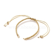 Adjustable Braided Polyester Cord Bracelet Making, with 304 Stainless Steel Open Jump Rings, Round Brass Beads, Wheat, Single Chain Length: about 6-1/4 inch(16cm)(AJEW-JB00760-02)