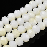 Two-Tone Imitation Jade Glass Beads Strands, Faceted, Rondelle, Light Yellow, 8x7mm, Hole: 1.5mm, about 65~66pcs/strand, 16.06 inch~16.34 inch(40.8~41.5cm)(GLAA-T033-01C-01)