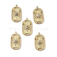 Vacuum Plating 201 Stainless Steel Natural Howlite Pendants, Real 18K Gold Plated, Oval Rectangle Charms, 21.5x12.5x4mm, Hole: 1.4mm(STAS-C064-VC925)