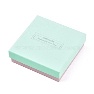 Jewellery Especially For You Cardboard Bracelet Boxes, with Black Sponge, for Jewelry Gift Packaging, Square, Aquamarine, 9x9x2.8cm(CBOX-L008-006B-02)