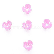 Resin Imitation Pearl Bead Caps, 3-Petal, Flower, Pearl Pink, 6x6x3mm, Hole: 1mm(RESI-N036-01A-03)