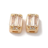 Brass Micro Pave Clear Cubic Zirconia Beads, Rectangle, Real 18K Gold Plated, 7x5x4.5mm, Hole: 1x2mm(KK-G503-20G)