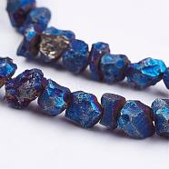 Electroplated Natural Pyrite Bead Strands, Nuggets, Blue Plated, 1.5~5x3~6mm, Hole: 1mm, about 15.3~15.7 inch(G-G673-03C)