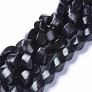 Natural Shungite Beads Strands, Twist Oval, Faceted, 15~16x10x10mm, Hole: 1mm, about 26pcs/strand, 15.67 inch(39.8cm)(G-L505-41)