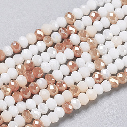 Glass Beads Strands, Faceted, Rondelle, Sandy Brown, 2~3.2x1.8~2.6mm, Hole: 0.8mm, about 185~186pcs/Strand, 15.55~15.75 inch(39.5~40cm)(GLAA-F106-B-16)