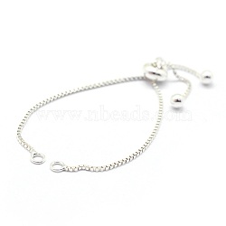 Sterling Silver Chain Bracelet Making, Slider Bracelets Making, Silver, 4-3/4 inch(12cm), 0.7mm, Hole: 2mm(X-MAK-L016-001S)
