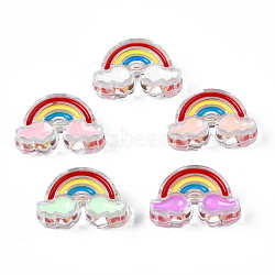 Transparent Acrylic Enamel Beads, Rainbow, Mixed Color, 16x26x9mm, Hole: 3.5mm(OACR-N130-026)