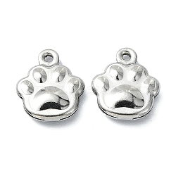 Non-Tarnish 304 Stainless Steel Charms, Paw Print Charms, Stainless Steel Color, 12x10x3mm, Hole: 1mm(X-STAS-L024-013P)