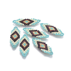 MIYUKI & TOHO Handmade Japanese Seed Beads Links, Loom Pattern, Colorful, 35~36.5x12.5x2mm, Hole: 2x3mm(SEED-A027-E06)